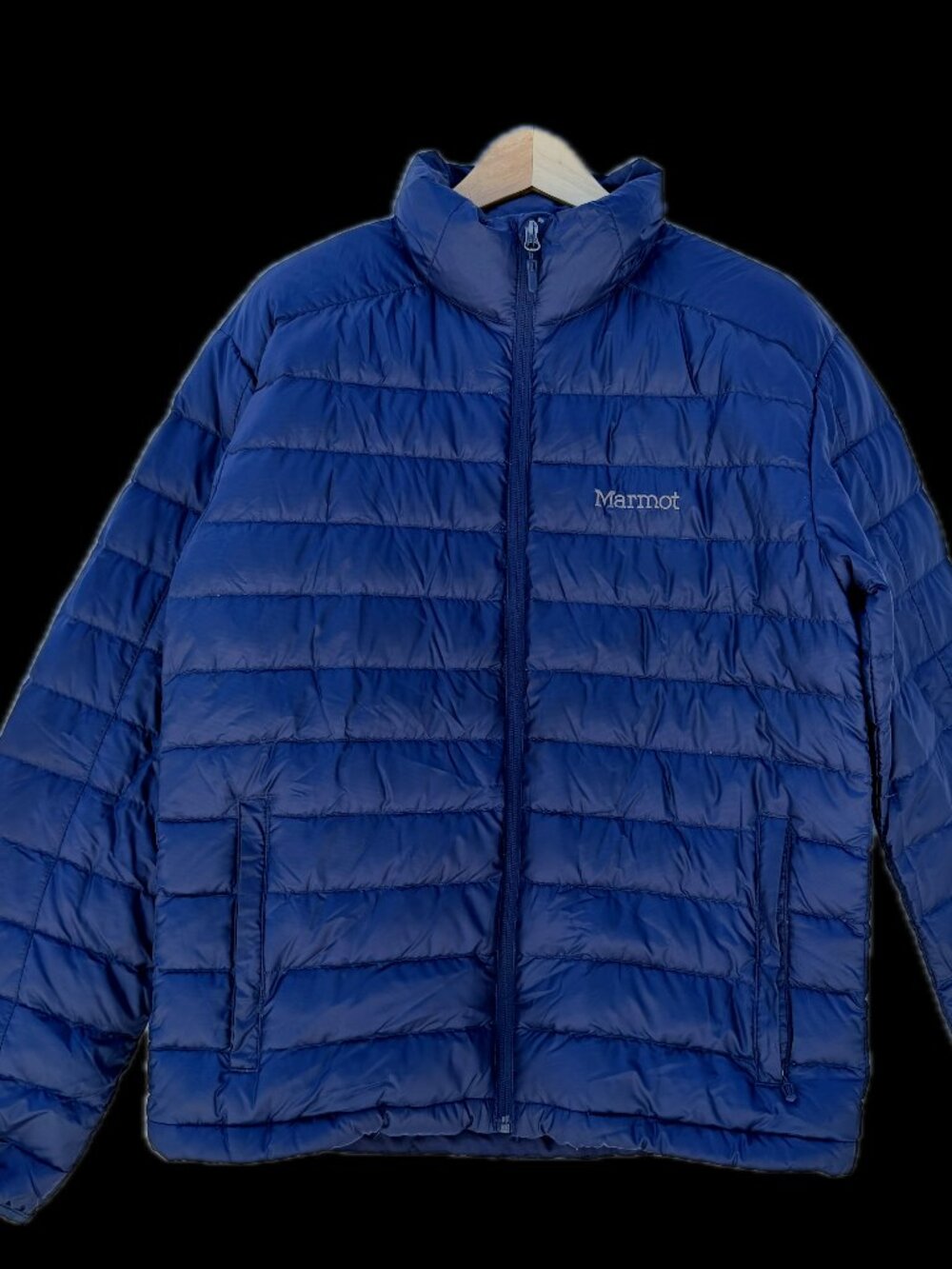 Marmot 700 Fill Down Puffer Jacket Blue Full Zip Men's Medium M 77592A
